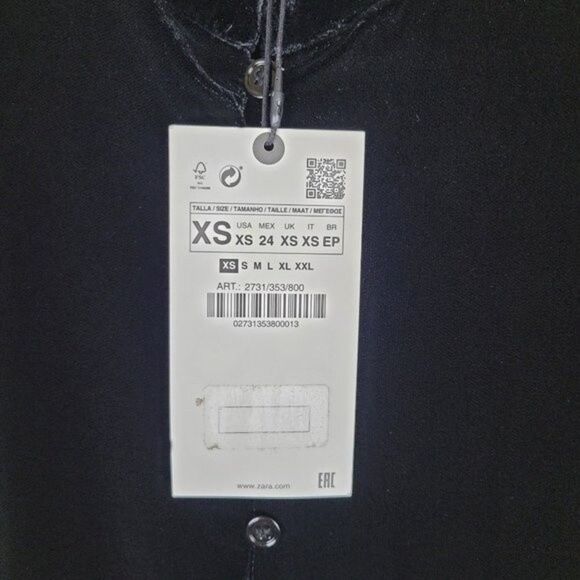Zara Black Velvet Embroidery Mini Dress Long Sleeve Size XS NWT - Picture 14 of 16